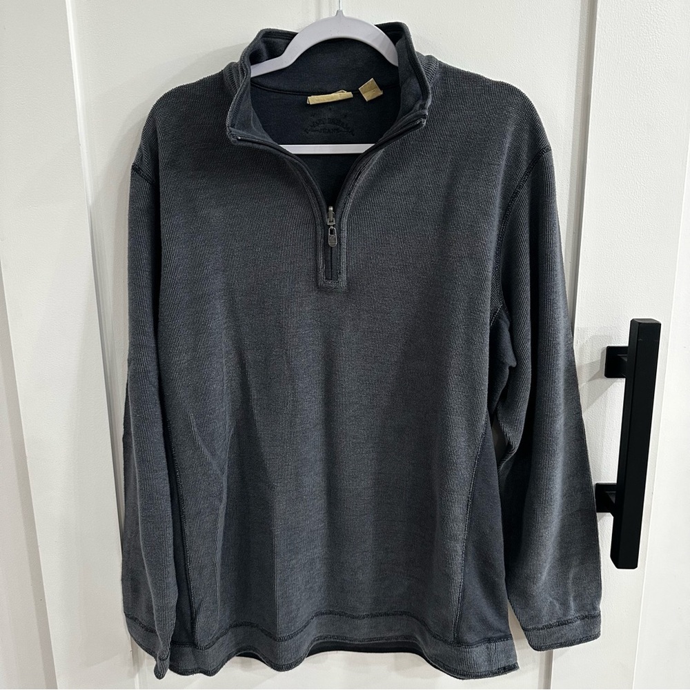 Tommy Bahama Vintage Reversible 1980’s Charcoal Zip-Up Sweater. Size XL.